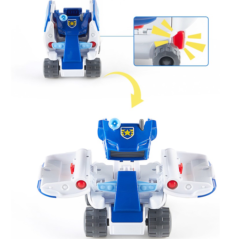 Mô hình super wings biệt đội siêu xe cảnh sát 2 trong 1 đội bay siêu đẳng đồ chơi trẻ em hãng Auldey