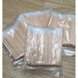 Tăm Bông Cán Gỗ Bôi Kem, Nối Mi, Đính Đá Răng (100 que/túi)