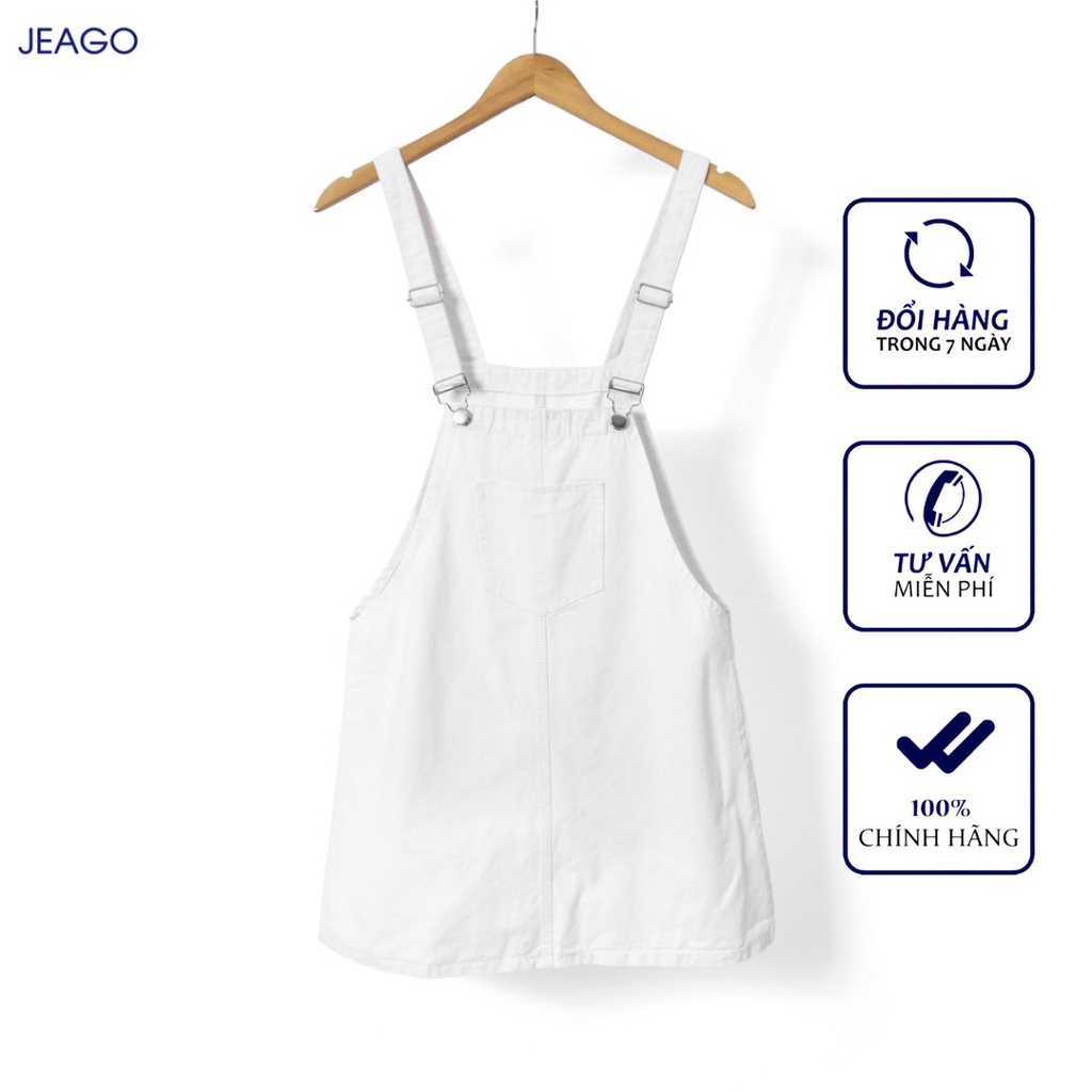 Yếm Váy Kaki Nhiều Màu trắng Đen Kem túi ngắn có túi trước JEAGO_M14