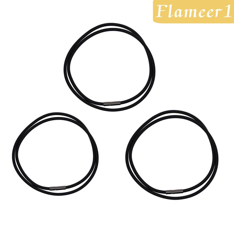 [flameer1] Vòng cổ Cao Su Màu Đen 3mm Với Móc Khóa Đồng 45cm
