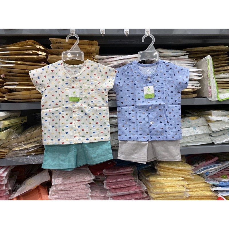 [LULLABY] Bộ cộc tay cotton Poplin Lullaby cao cấp