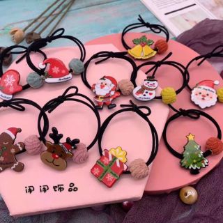Set 1 cái cột tóc 1 cái kẹp tóc noel siêu xinh