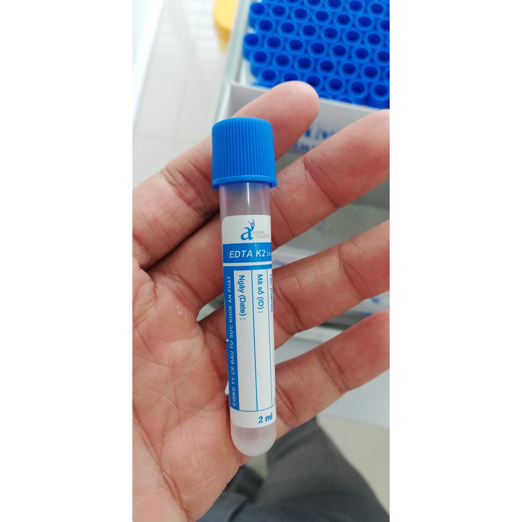 (Tbyt Hào Anh)Ống nghiệm nhựa EDTA chống đông máu nắp xanh