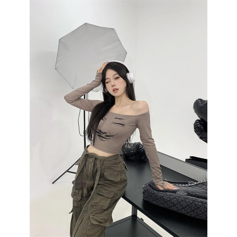 Áo Thun Tay Dài Trễ Vai Phong Cách Âu Mỹ Thời Trang Cho Nữ