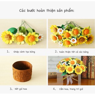 Gói nguyên liệu làm giỏ hoa thủ công không cần cắt trang trí xinh xắn, quà tặng ý nghĩa kèm túi và đèn
