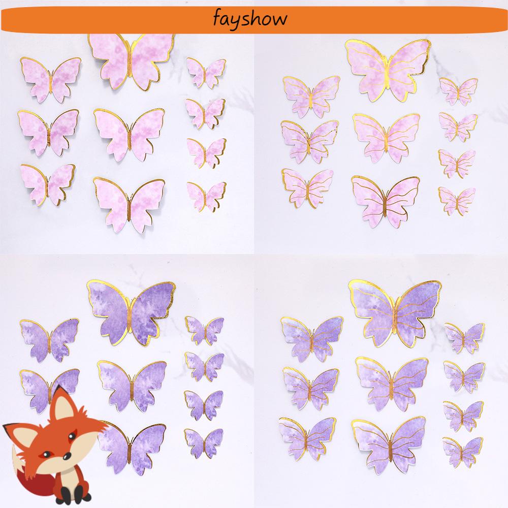 Set 1/10 Que Cắm Trang Trí Bánh Sinh Nhật Thiết Kế Hình Bướm Dễ Thương