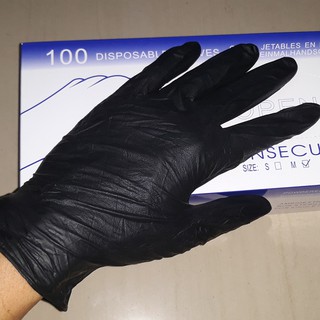 Găng tay nhập khẩu màu đen nhám dày đẹp hộp 60 cái