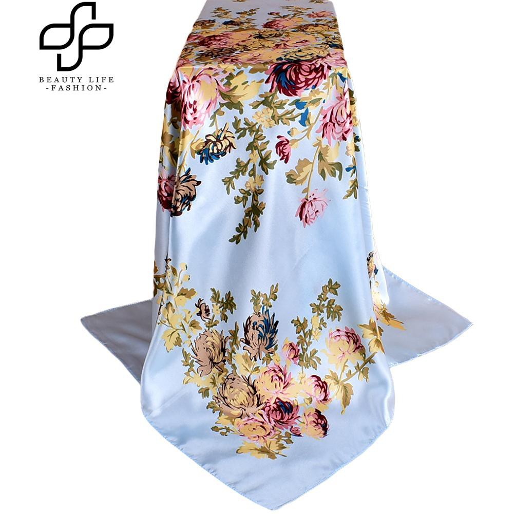 Khăn choàng cổ vuông 90x90cm in hoa