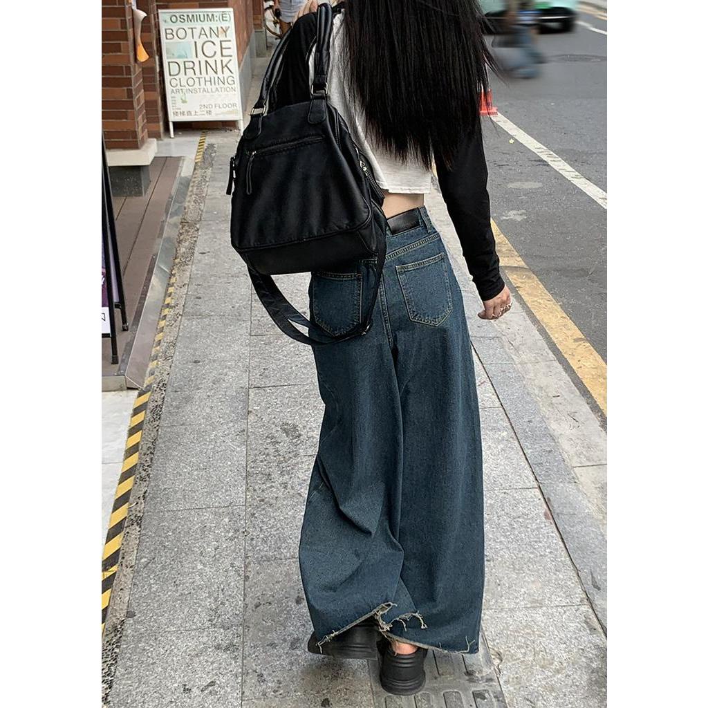 Quần Jeans Ống Rộng Lưng Cao Phong Cách Retro 57092