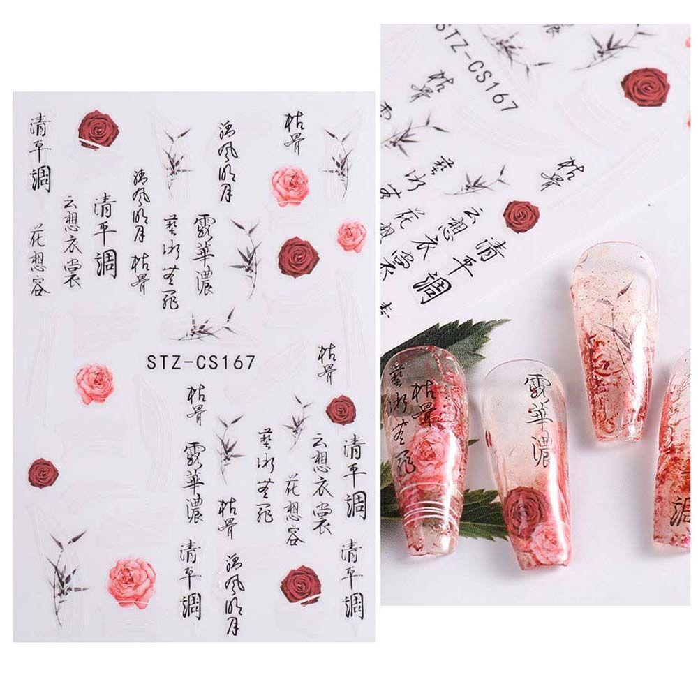 Miếng Dán Trang Trí Móng Tay Nghệ Thuật Hình Trái Tim Kiểu Trung Hoa