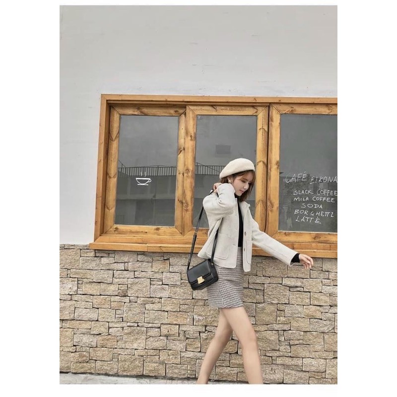 Set Áo Khoác Dạ mix Chân váy