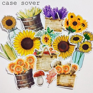 Set 14 Sticker thiết kế chủ đề Hoa Mặt Trời trang trí Planner,... - Case Sover