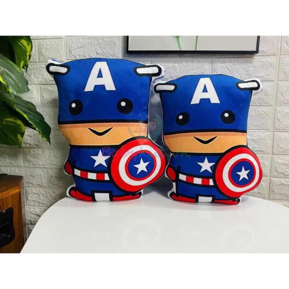 Gối ôm siêu nhân Captain america, size 50-60cm, Vỏ nhung, nhồi bông, Handmade VN