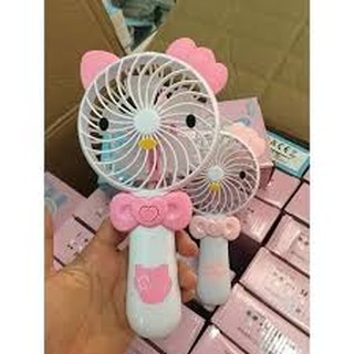 Quạt Tích Điện Cầm Tay – Hello Kitty, Doraemon (Có đèn nháy)