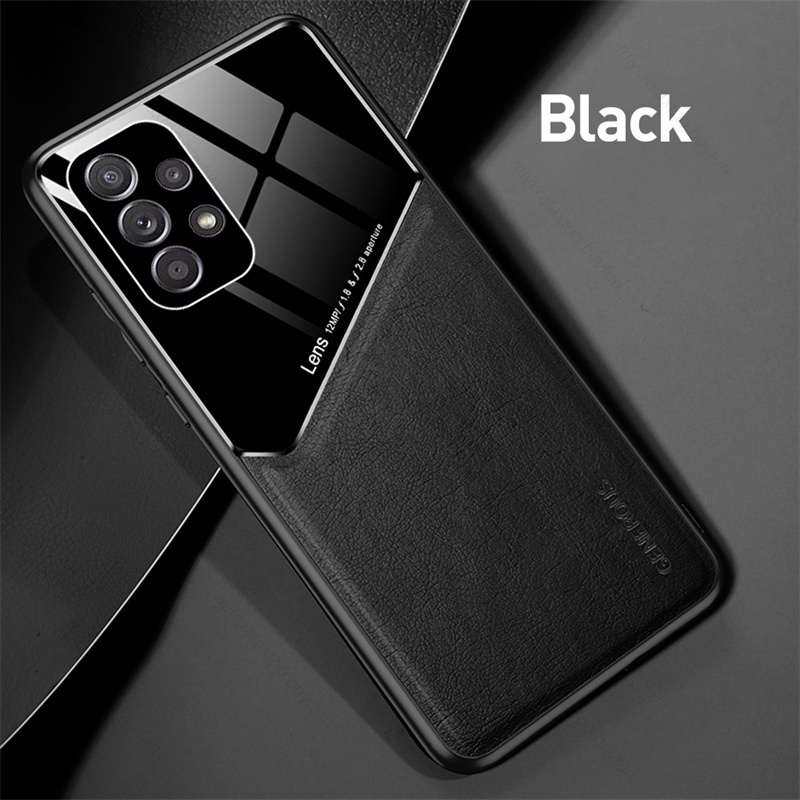 Ốp Điện Thoại Silicon Dẻo Bề Mặt Da Có Khuyên Nam Châm Gắn Xe Hơi Cho Samsung Galaxy A53 5G