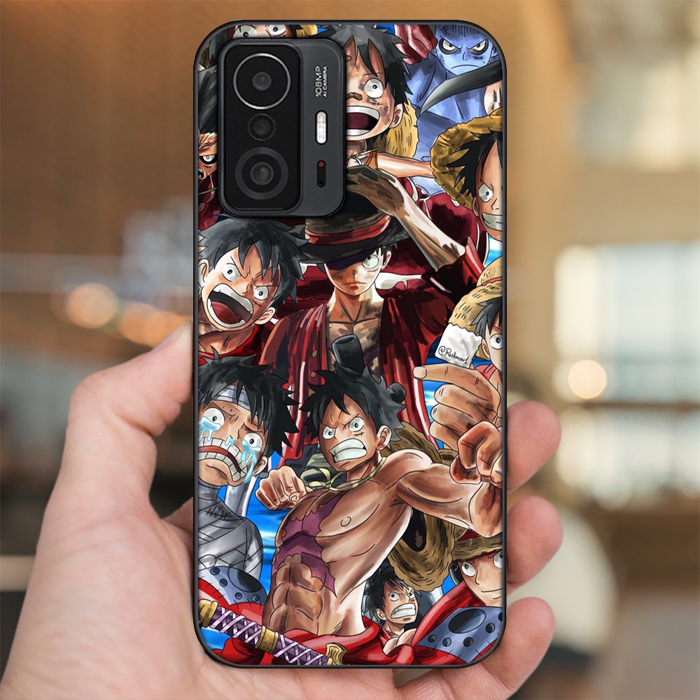 Ốp lưng Xiaomi 11T viền đen in hình Luffy One Piece