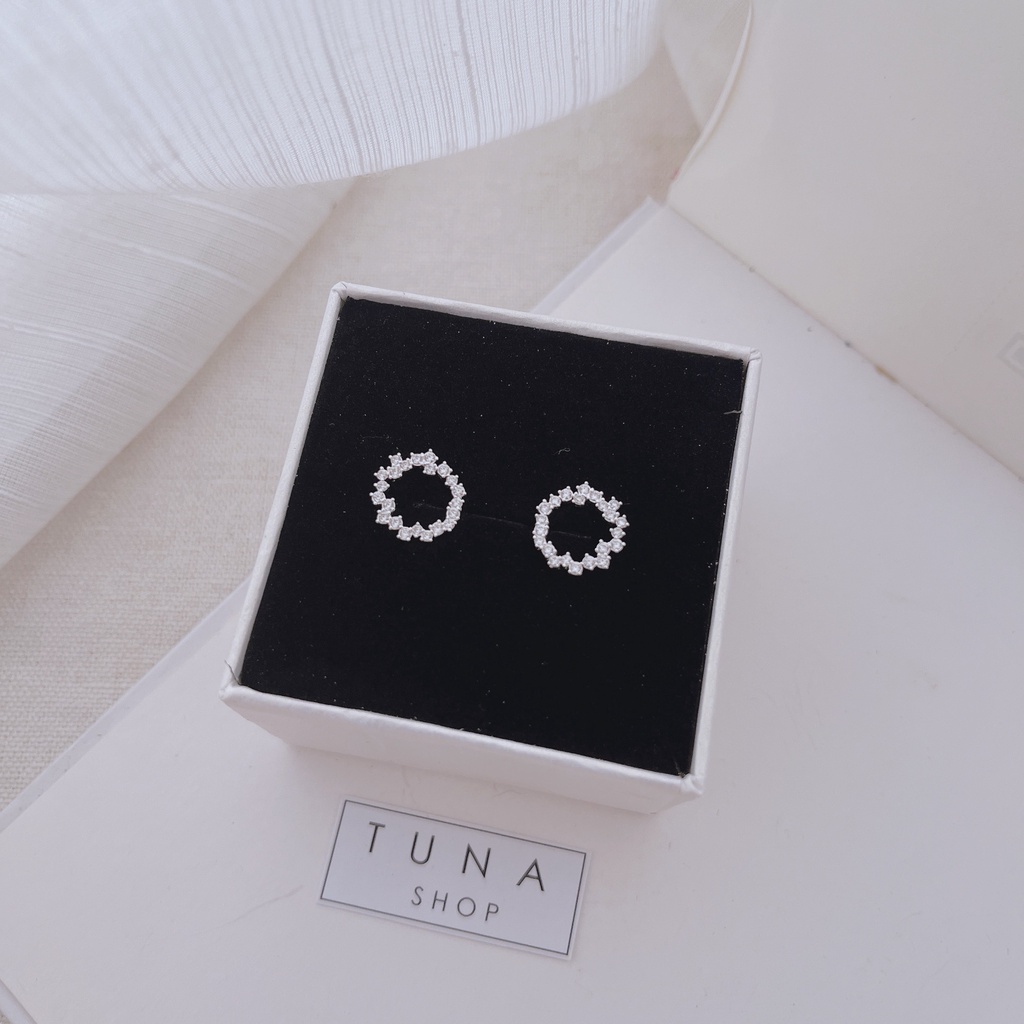 Khuyên tai tròn gắn đá, Bông tai Bạc huyền thoại biển xanh cao cấp TUNA SILVER 𝐂𝐚𝐦 𝐤𝐞̂́𝐭 𝐜𝐡𝐮𝐚̂̉𝐧 𝐁𝐚̣𝐜,  𝐓𝐫𝐚𝐧𝐠 𝐬𝐮̛́𝐜 𝐁𝐚̣𝐜