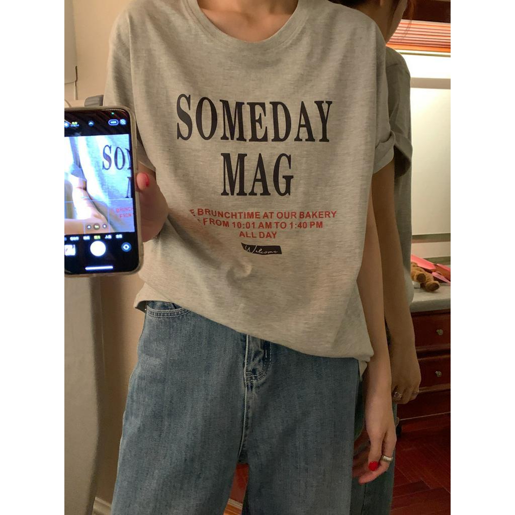 Áo Thun Cotton Nguyên Chất Dáng Rộng Ngắn Tay In Hình Phong Cách Cổ Điển 612