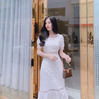VÁY TRẮNG CÔNG CHÚA TIỂU THƯ đầm tiệc đuôi cá xoè sang trọng (hình thật)