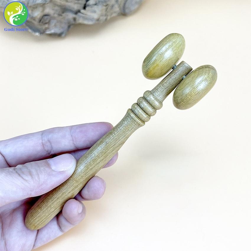 Cây Lăn Mát Xa Mặt, Mũi Cánh Gà Bằng Gỗ Thơm, Hai Bánh Xe Lăn Tròn Giúp Nâng Cơ Mặt Và Thon Gọn Mũi - G80