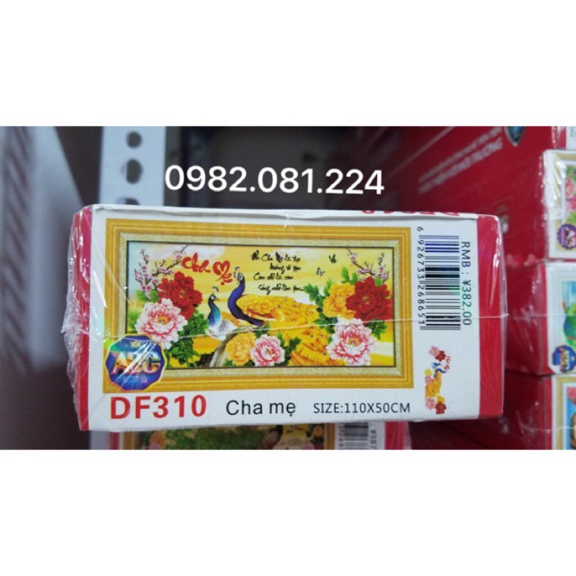 Tranh đính đá cha mẹ đôi công hoa mẫu đơn