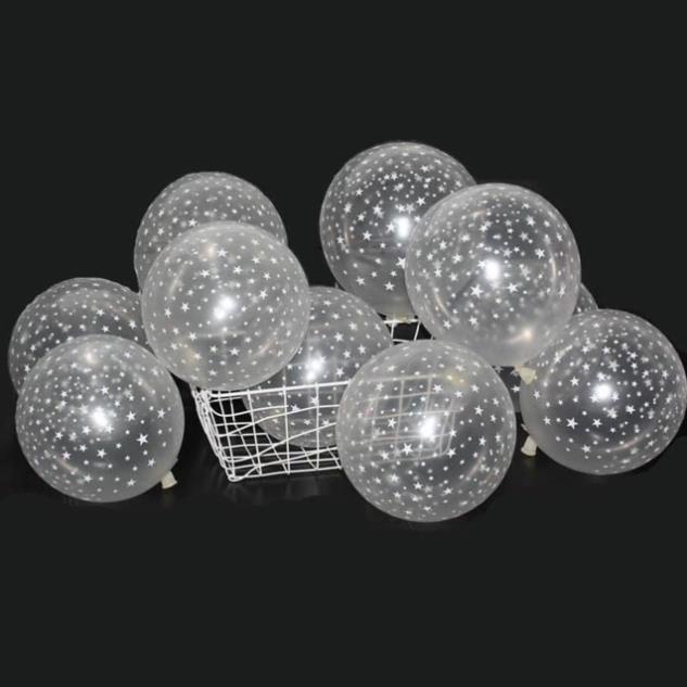 Set 50 Quả Bóng Trong Suốt In Hình Ngôi Sao Trang Trí Sinh Nhật Cho Bé Trai Bé Gái Người Lớn - K140