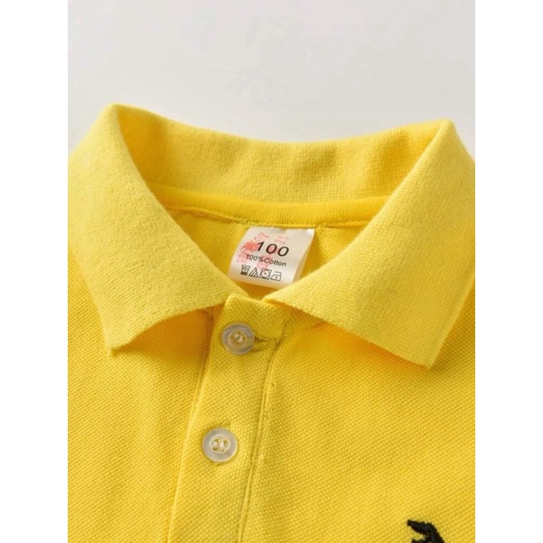 Áo thun polo thêu màu vàng cho bé từ 13 đến 28kg