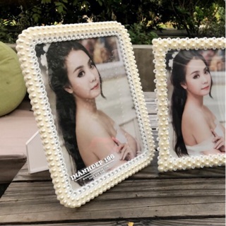 Khung ảnh ngọc trai sang chảnh, cạng vuông