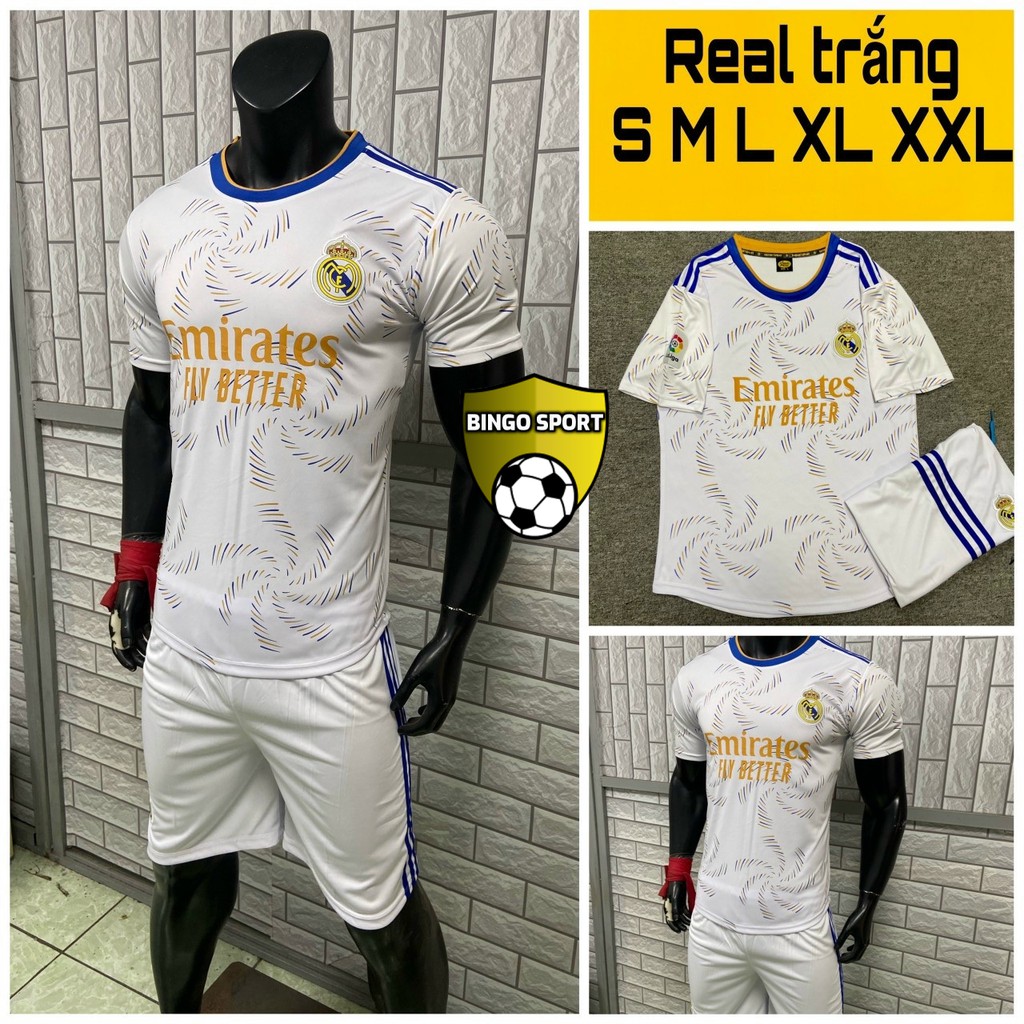 Quần Áo Bóng Đá CLB REAL MADRID - NEW - Người Lớn Ngắn Tay - Màu Trắng