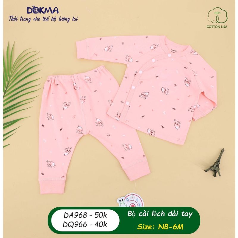 Bộ dài tay sơ sinh cài lệch Dokma