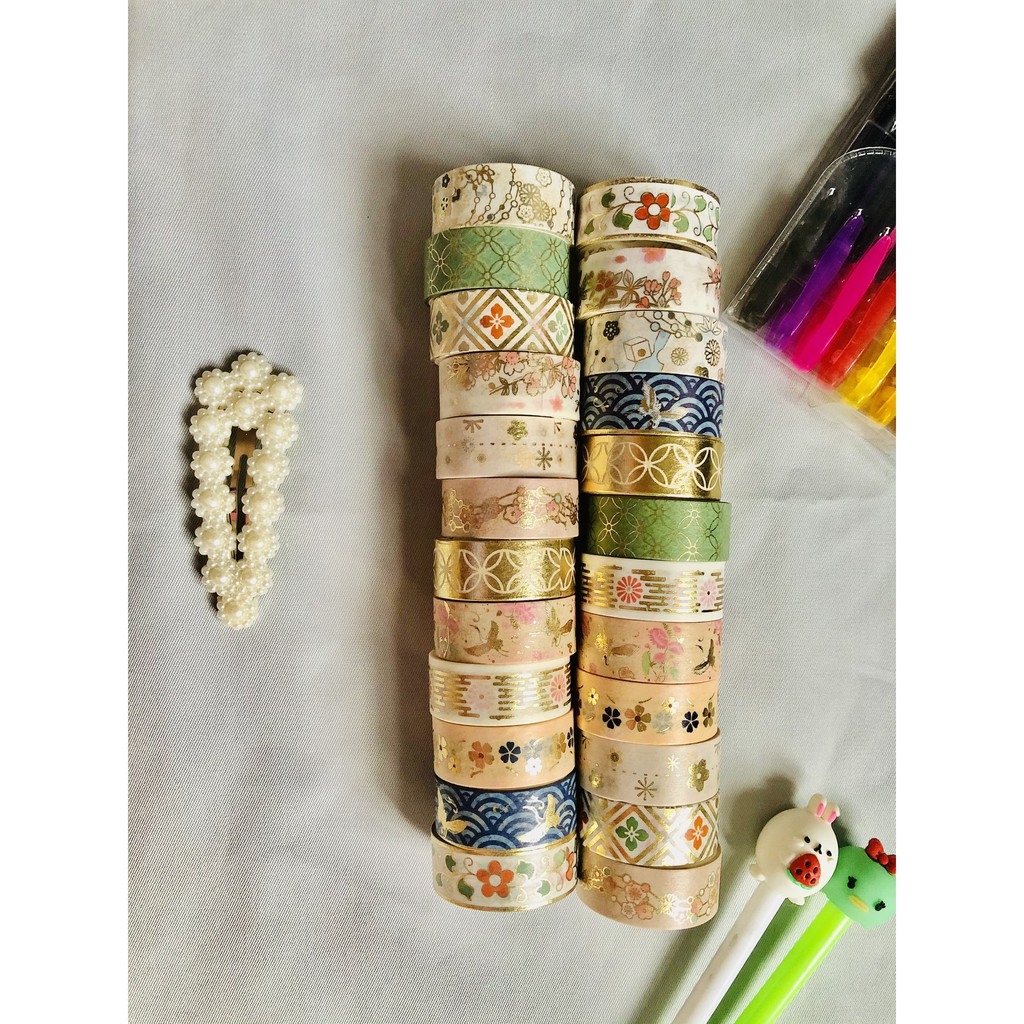 Băng keo washi tape nhũ cổ trang phong cách cổ xưa siêu đẹp
