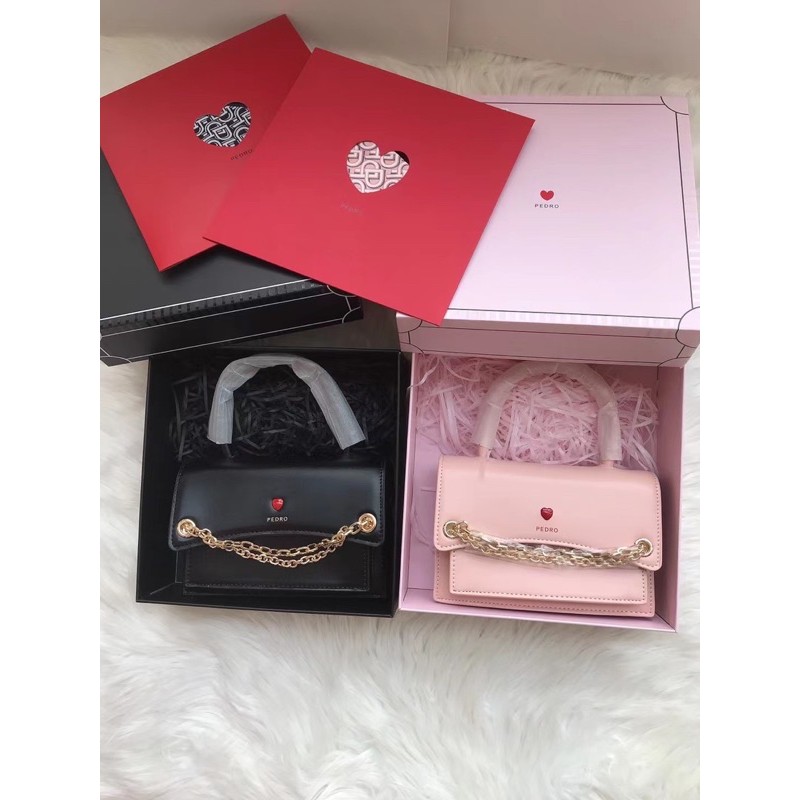 Túi P.E.R màu hồng quai cầm mẫu mới fullbox