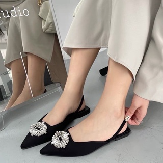 SỤC MŨI NHỌN Slingback gắn đá Pha lê siêu sáng chất xịn đẹp hottrend 2023 size 35 đến 39 - Toffly Shoes