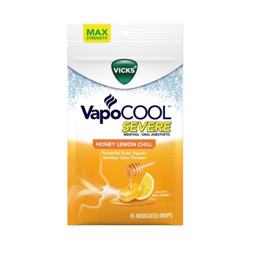 Viên ngậm Vicks VapoCOOL Honey Lemon - 45 viên