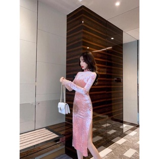 Váy sườn xám nhung nhám