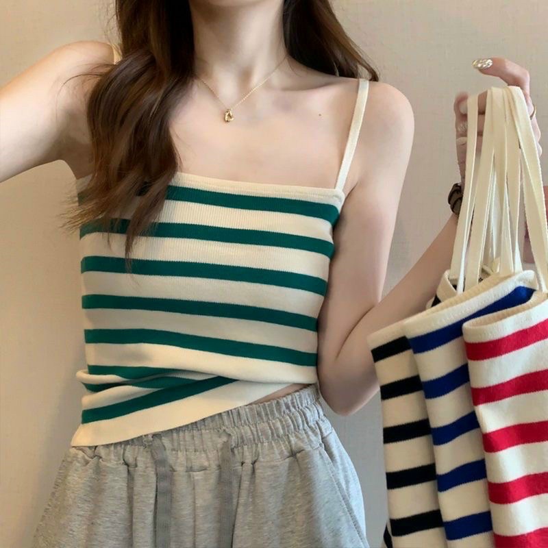 Áo 2 Dây Nữ - Croptop Thun Len Kẻ Ngang siêu đẹp