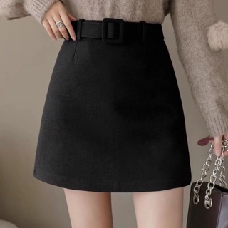 Chân váy dạ kèm đai