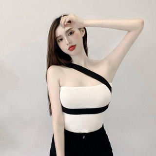 Áo Croptop Hai Dây Màu Sắc Tương Phản Thời Trang Mùa Xuân Cá Tính Dành Cho Nữ