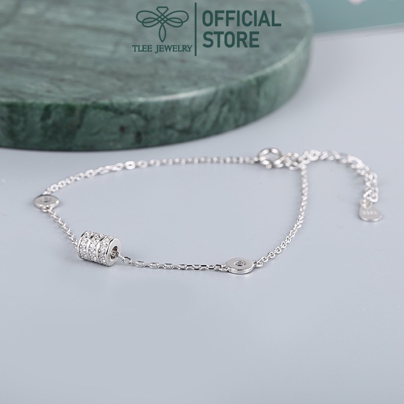 Lắc tay bạc nữ TLEE hình khối nạm đá bạc 925 cao cấp TleeJewelry LT0142