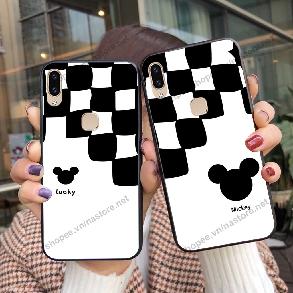 Ốp lưng Vivo V9 / V9 Youth trái tim họa tiết caro, mikey họa tiết beabrick kaws cute