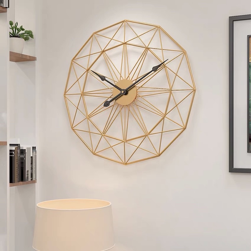 Đồng hồ treo tường đẹp trang trí phòng khách Hexagonal nghệ thuật màu Vàng | Đen - Bh 12 tháng - F20Beauty