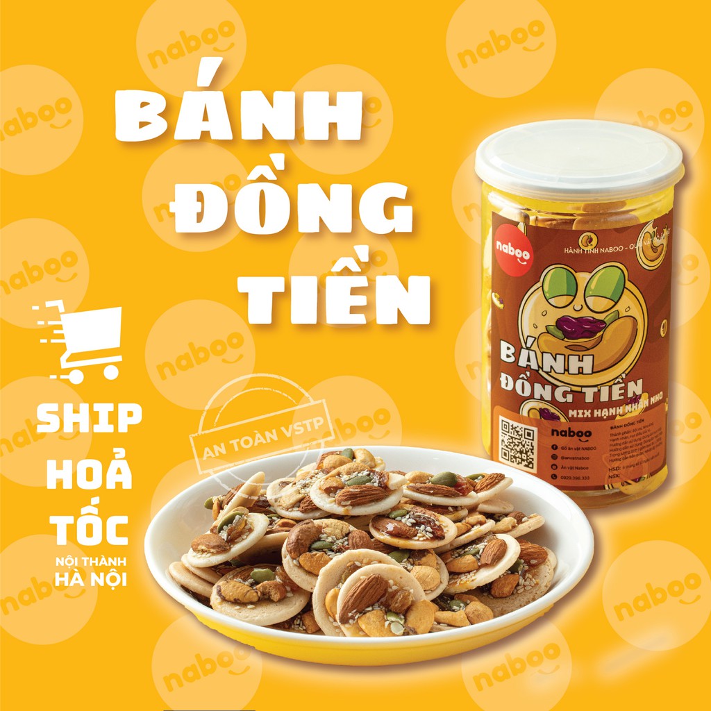 Bánh đồng xu mix hạnh nhân nho 300g Naboo đồ ăn vặt Hà Nội vừa ngon và rẻ