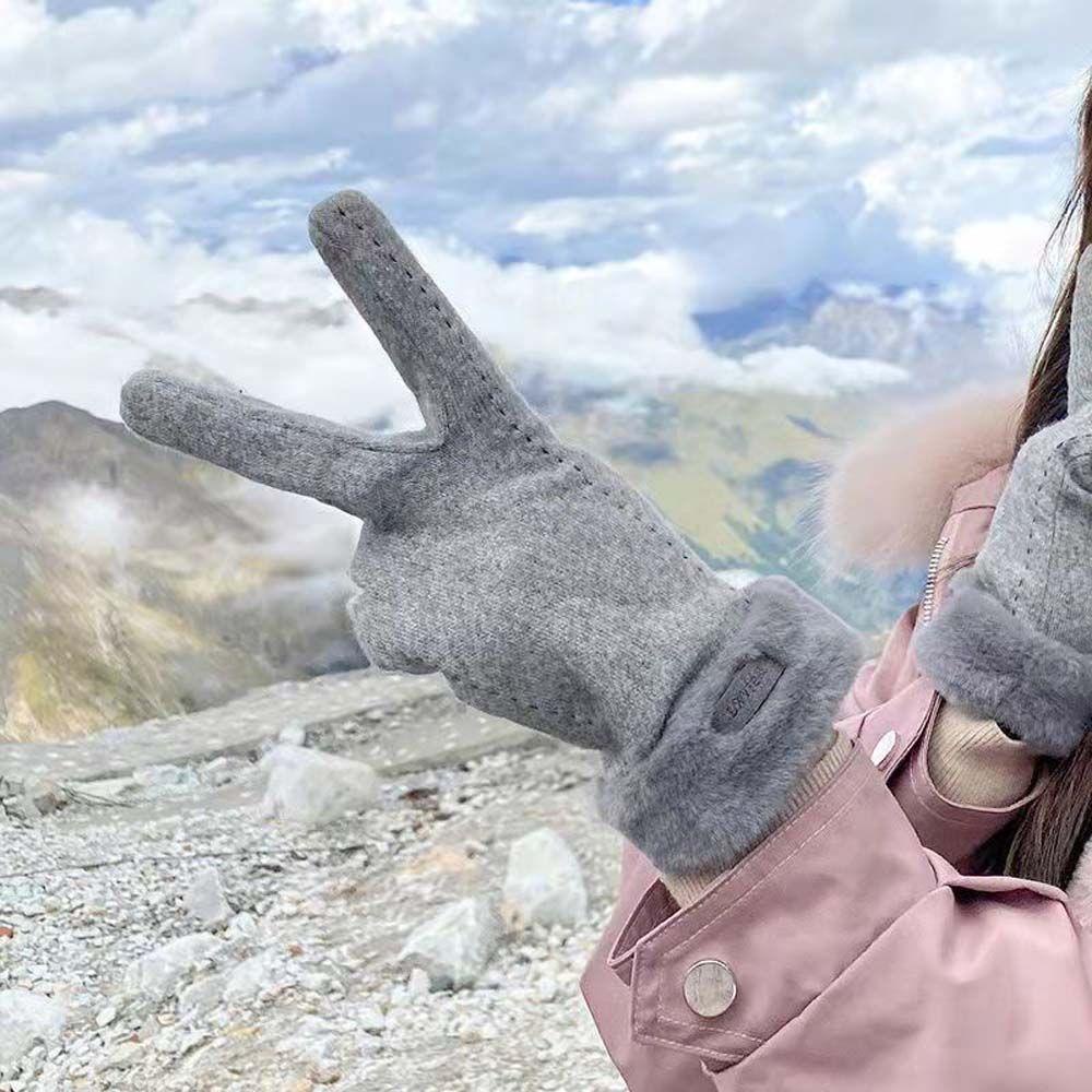 Găng Tay Lái Xe Vải Cashmere Chống Gió Giữ Ấm Có Thể Chạm Màn Hình Cảm Ứng