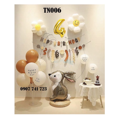 Bóng trang trí sinh nhật, Set Thỏ Ngọc Style Hàn Quốc xinh lung linh cho bé yêu
