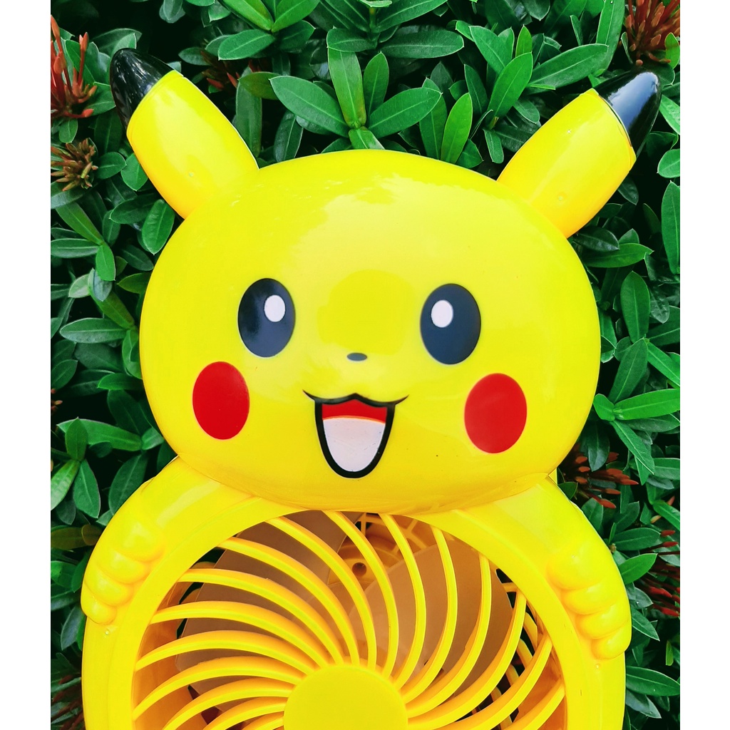 Quạt Mini Cầm Tay Tích Điện PIKACHU Cổng Sạc USB Siêu Mát.