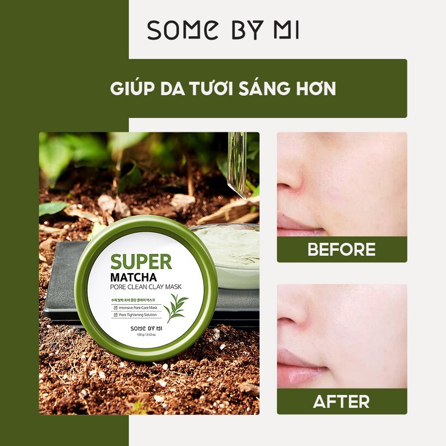 [Mã FMCGMALL -8% đơn 250k] Mặt nạ đất sét trà xanh Some By Mi Super Matcha Pore Clean Clay Mask 100g