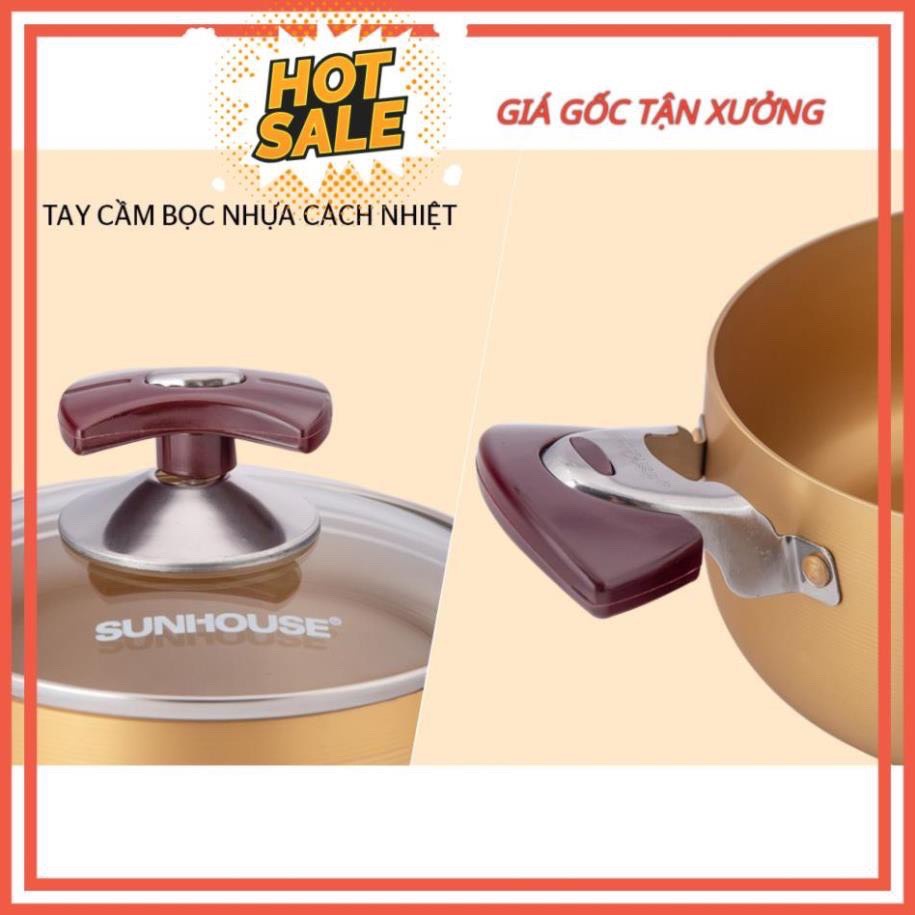 Bộ nồi Anod Sunhouse SH6634 chất liệu nhôm dùng bếp gas bếp hồng ngoại- hàng chính hãng bền bỉ