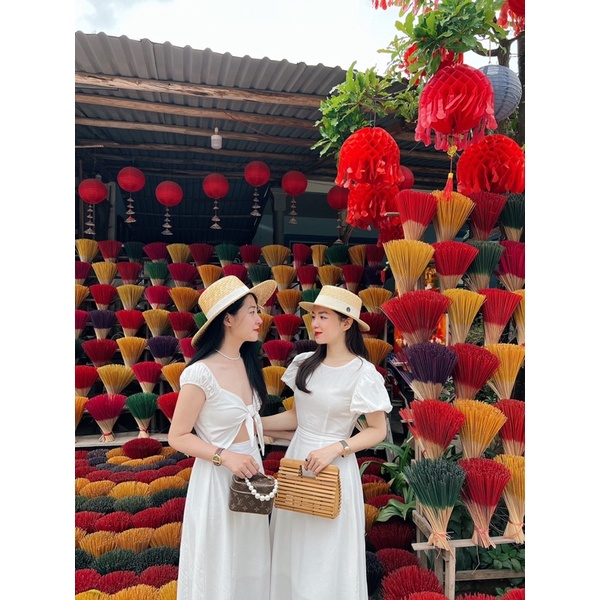 V0316 Váy tay chun nơ ngực