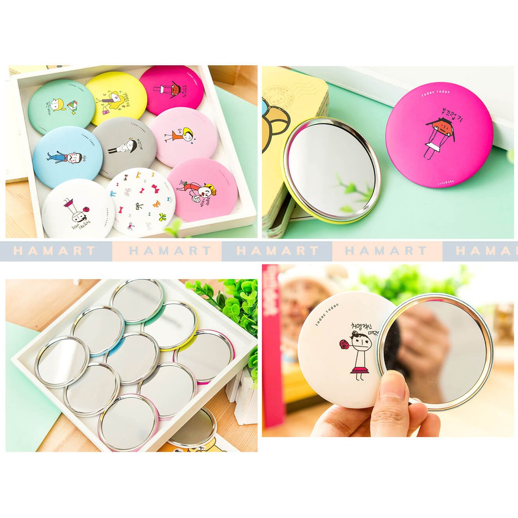 Gương Cầm Tay Mini Cute 7CM Gương Bỏ Túi Trang Điểm Hàn Quốc Đa Sắc Dễ Thương