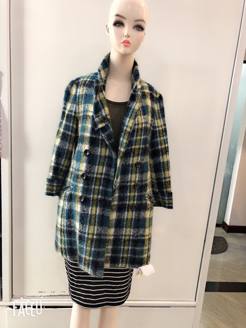 Áo khoát dạ  lông tay lỡ họa tiết combo